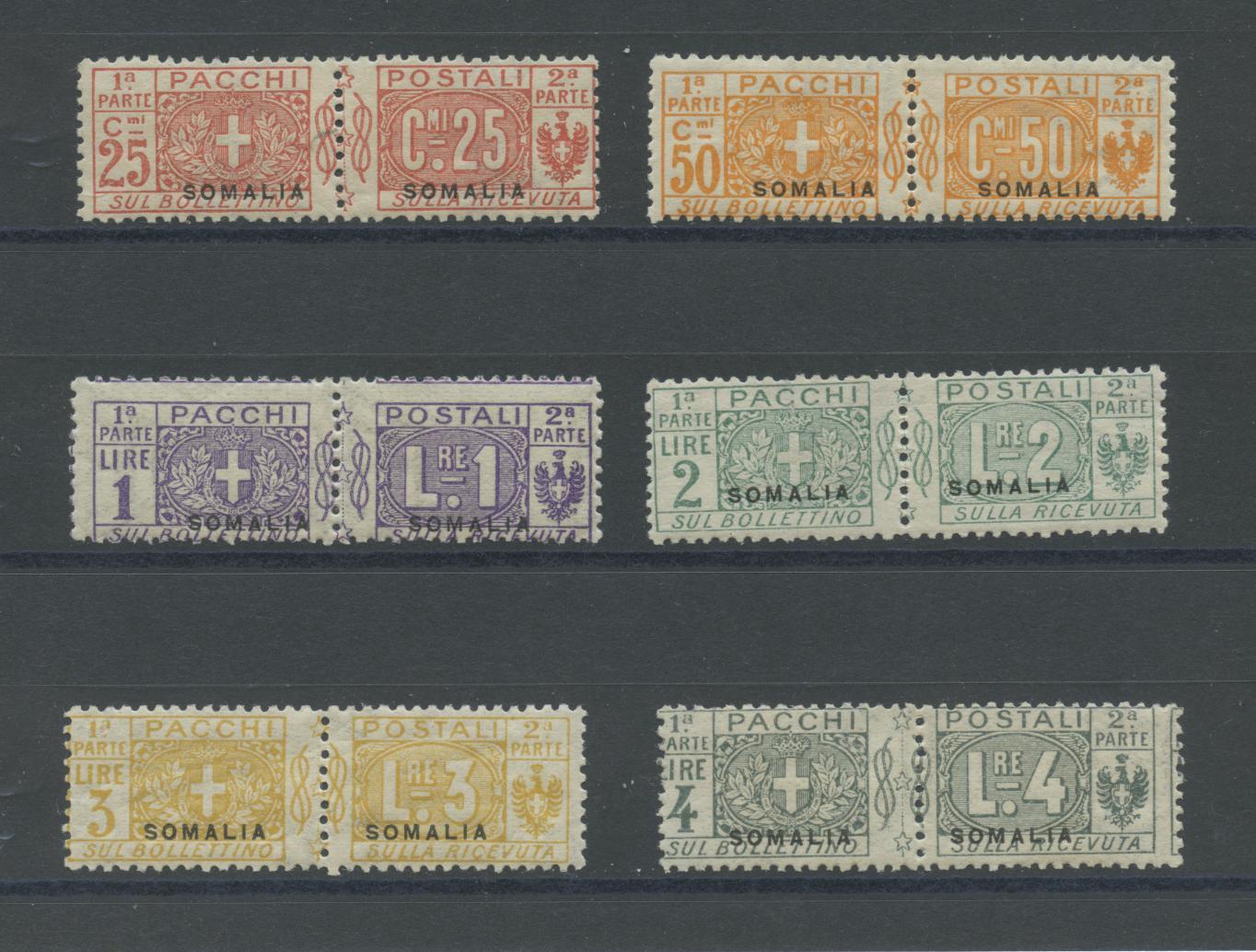 Scansione lotto: COLONIE SOMALIA 1923 PACCHI 6V. **  CERT.