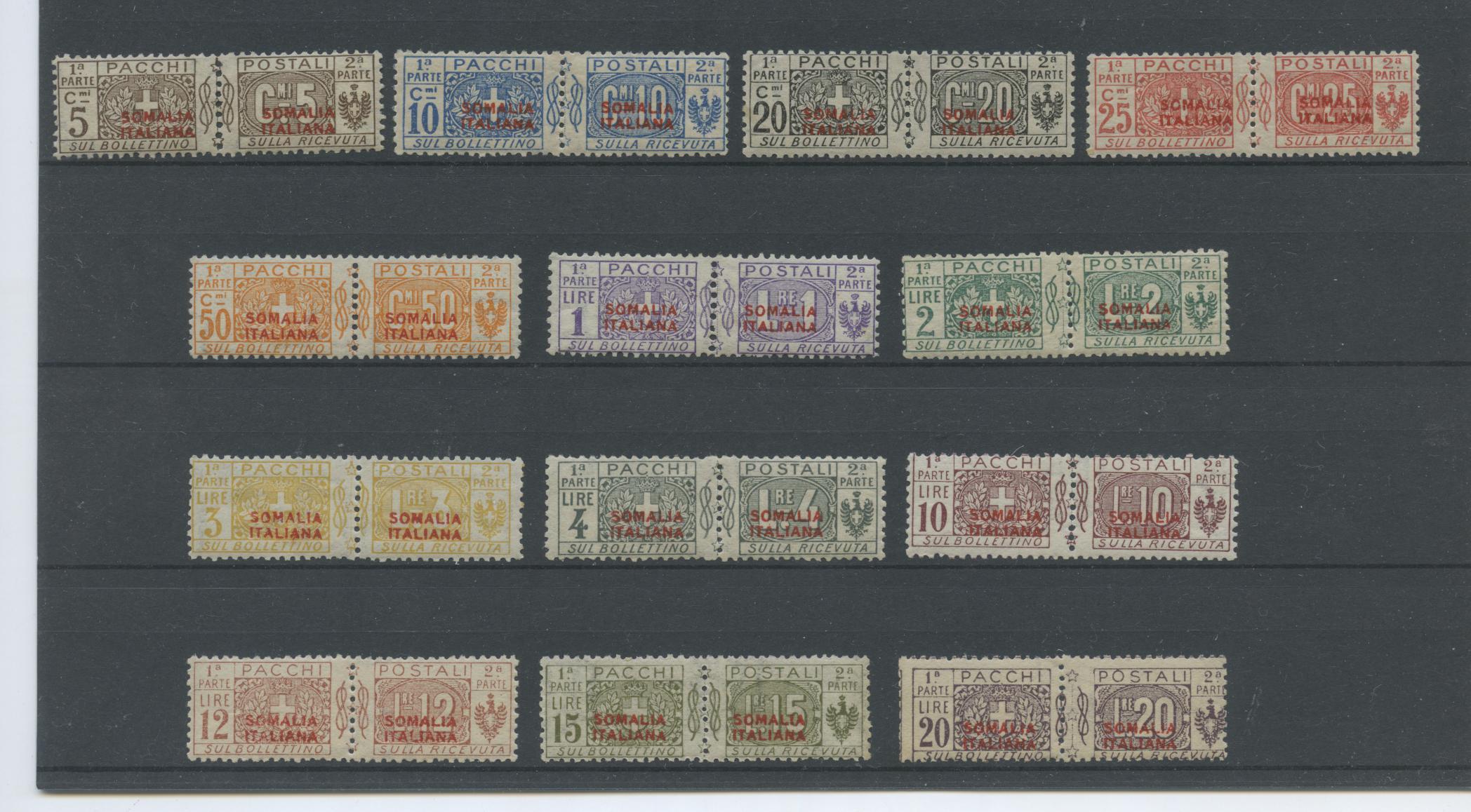 Scansione lotto: COLONIE SOMALIA 1926 PACCHI 13V. 2 ** CENTRATO CERT.