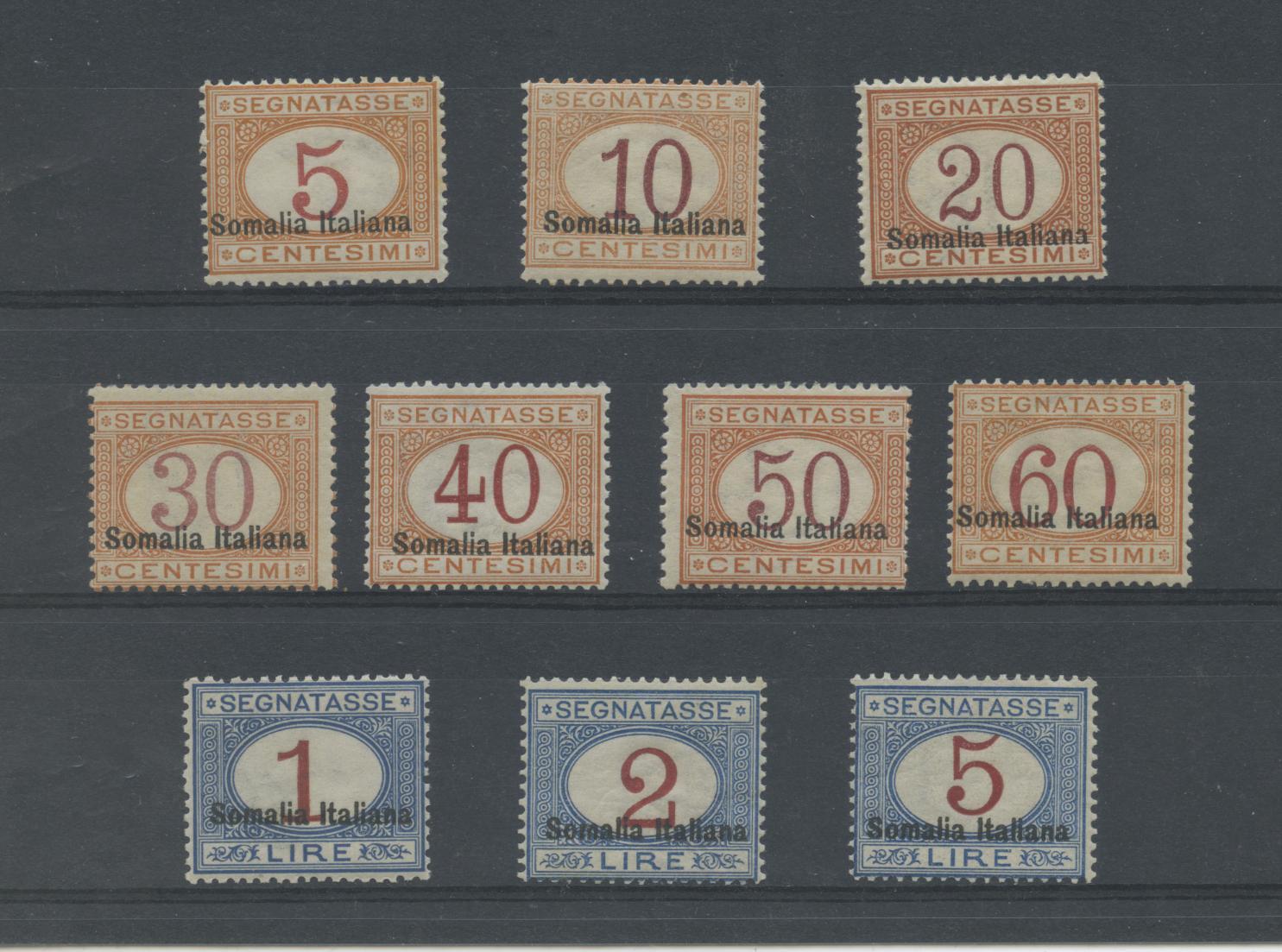 Scansione lotto: COLONIE SOMALIA 1920 TASSE 10V. 2 ** LUSSO CERT.