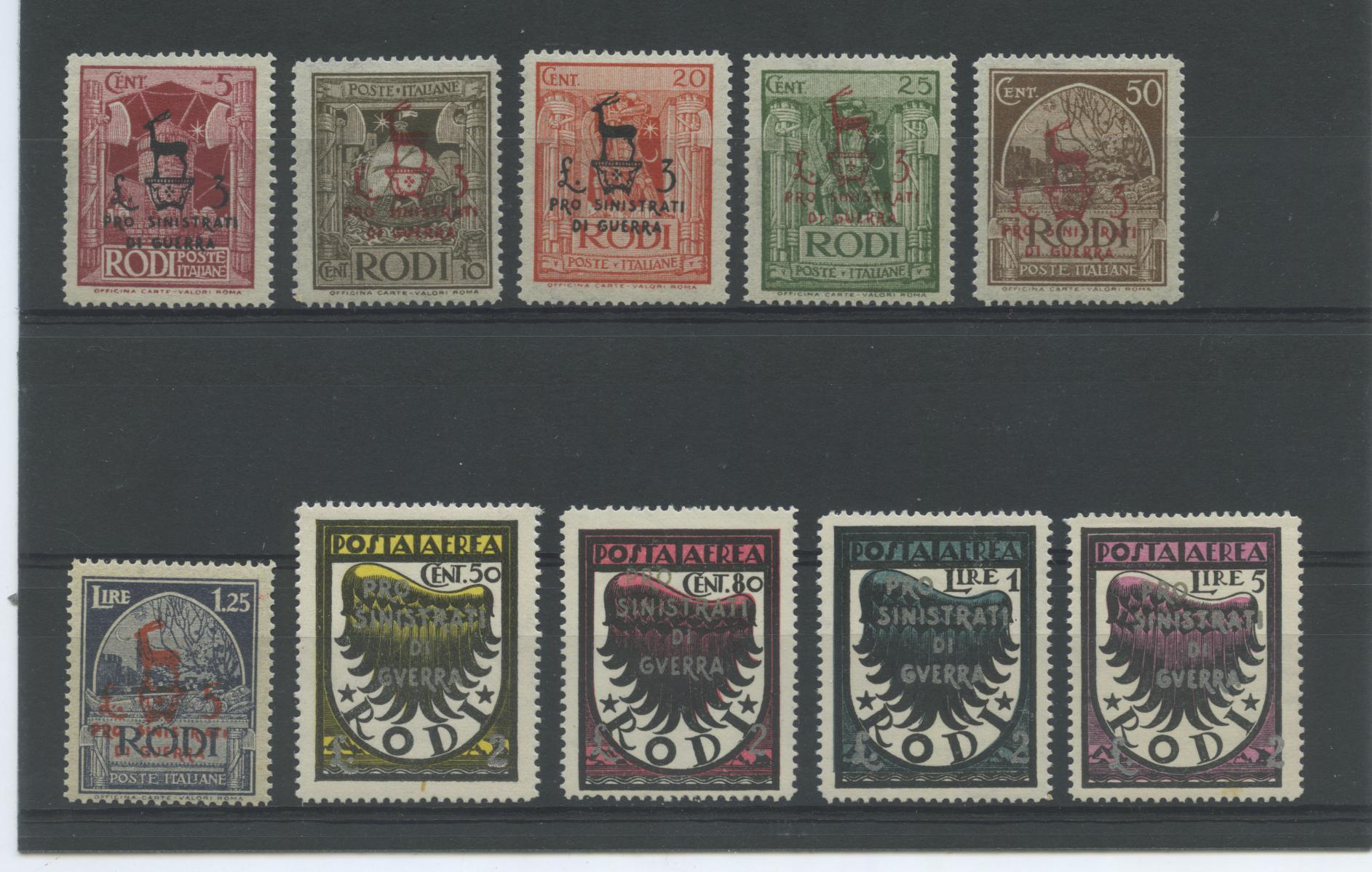 Scansione lotto: COLONIE EGEO 1944 PRO SINISTRATI 10V. 3 ** LUSSO