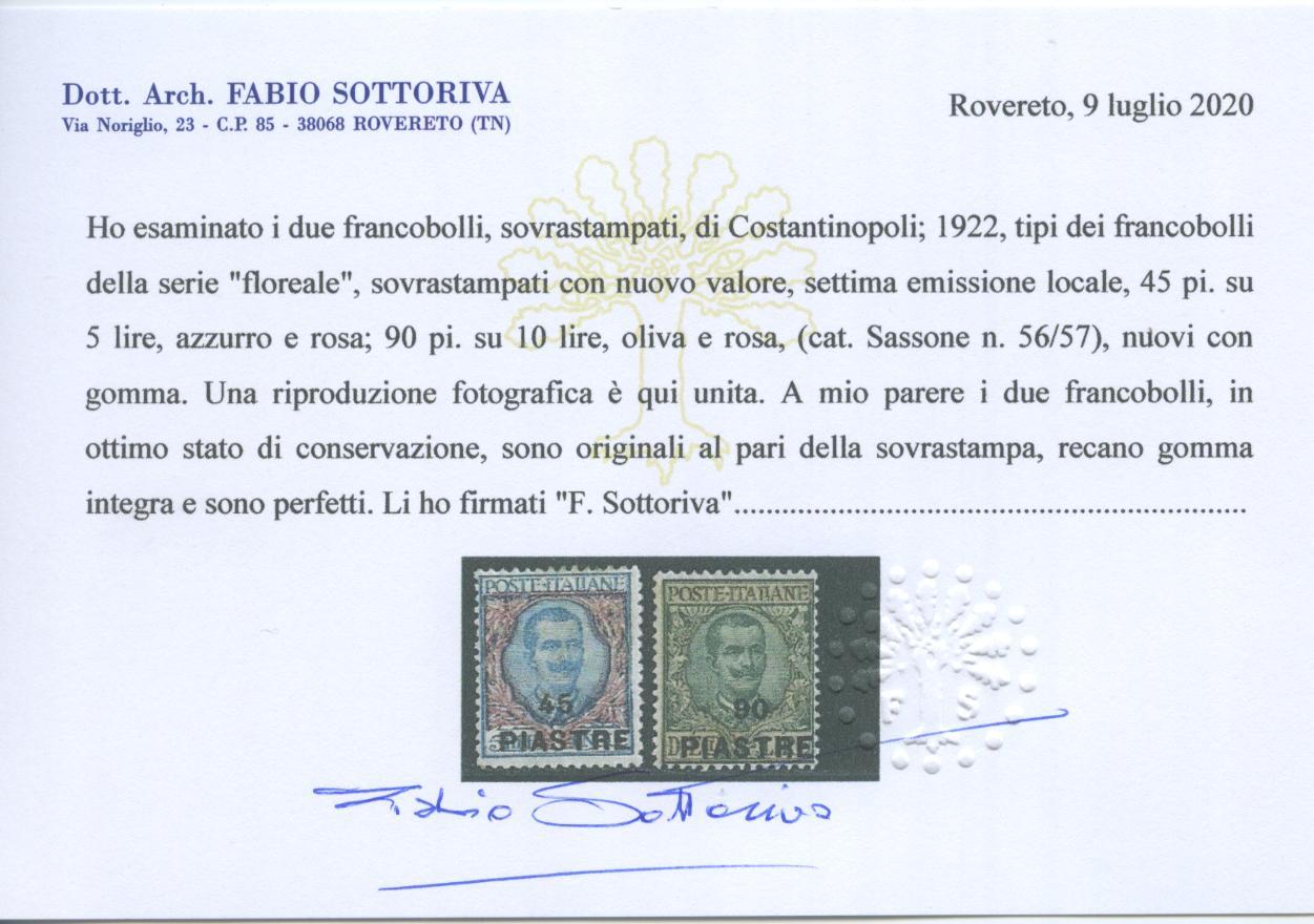 Scansione lotto: OCCUPAZIONI COSTANTINOPOLI 1922 N.47/57 **  CERT.