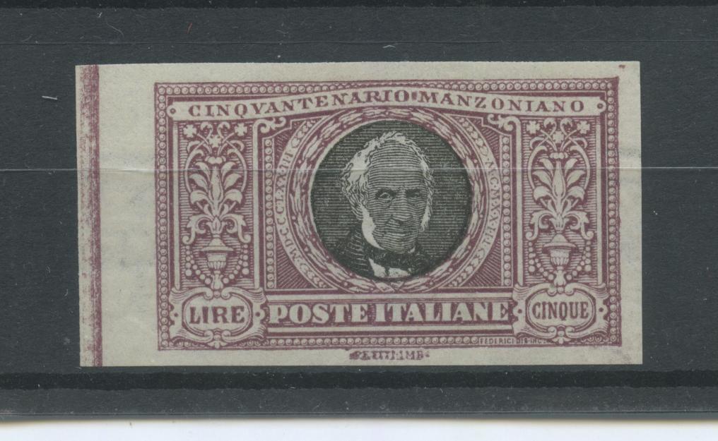 Scansione lotto: REGNO 1923 MANZONI L.5 N.D. ** LUSSO CERT.