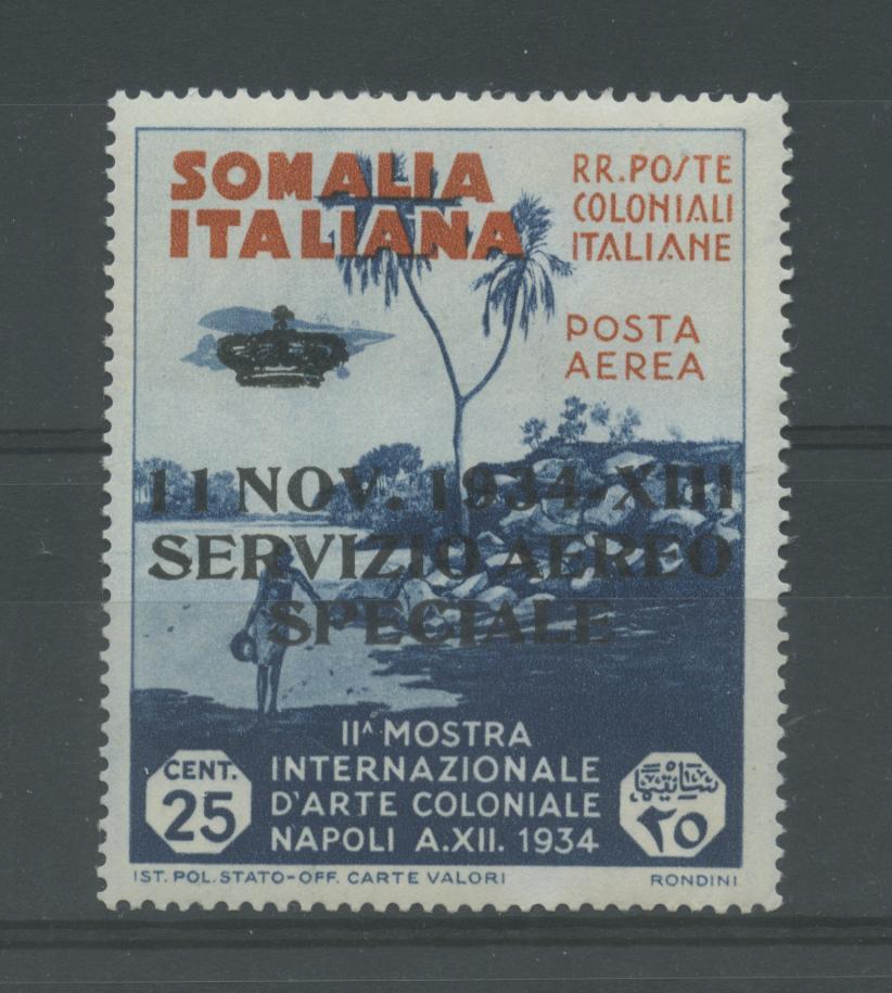 Scansione lotto: COLONIE SOMALIA 1934 SERV. AEREO 25C. ** LUSSO CERT.