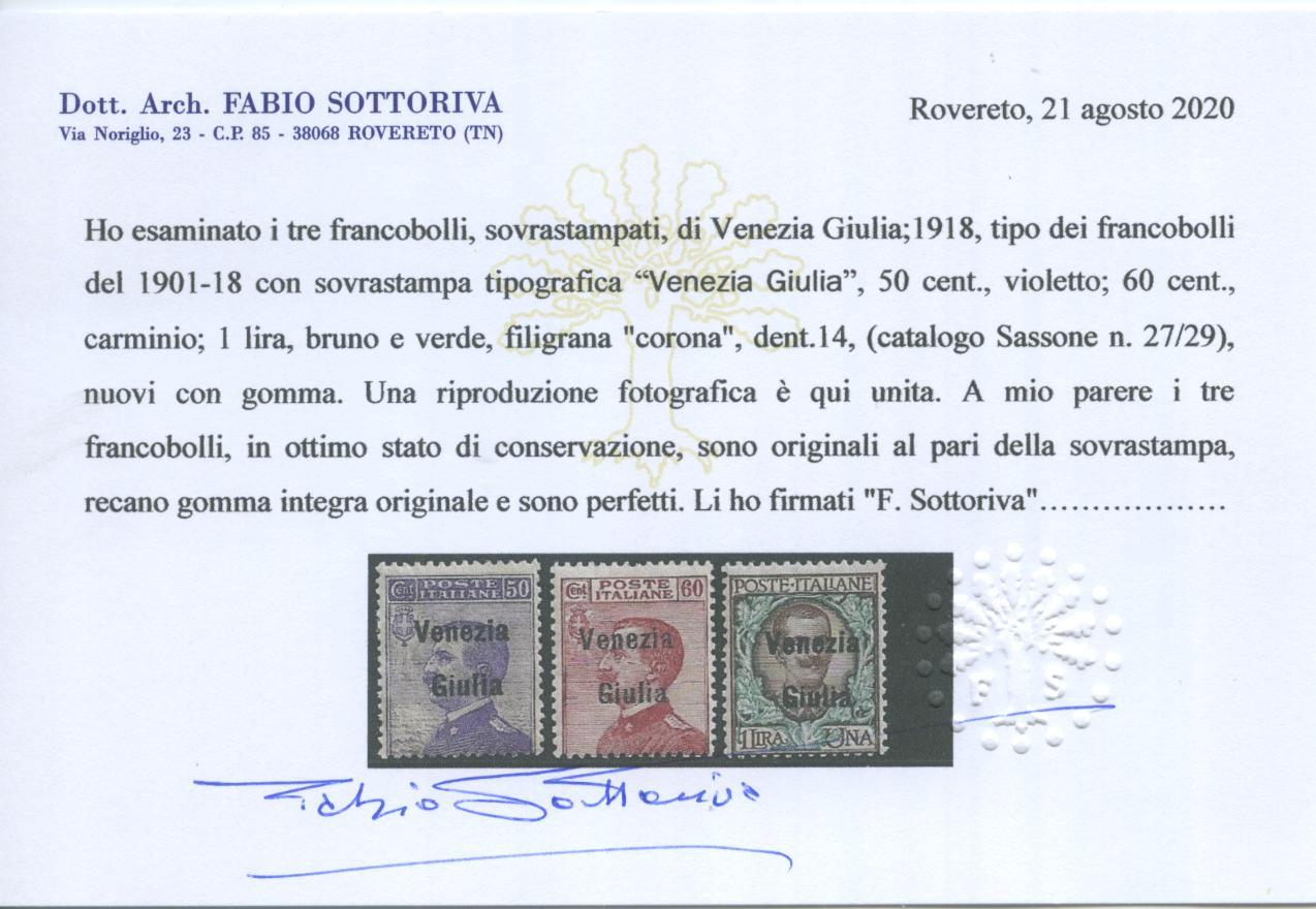 Scansione lotto: OCCUPAZIONI VENEZIA GIULIA 1918/9 N.19/29 **  CERT.