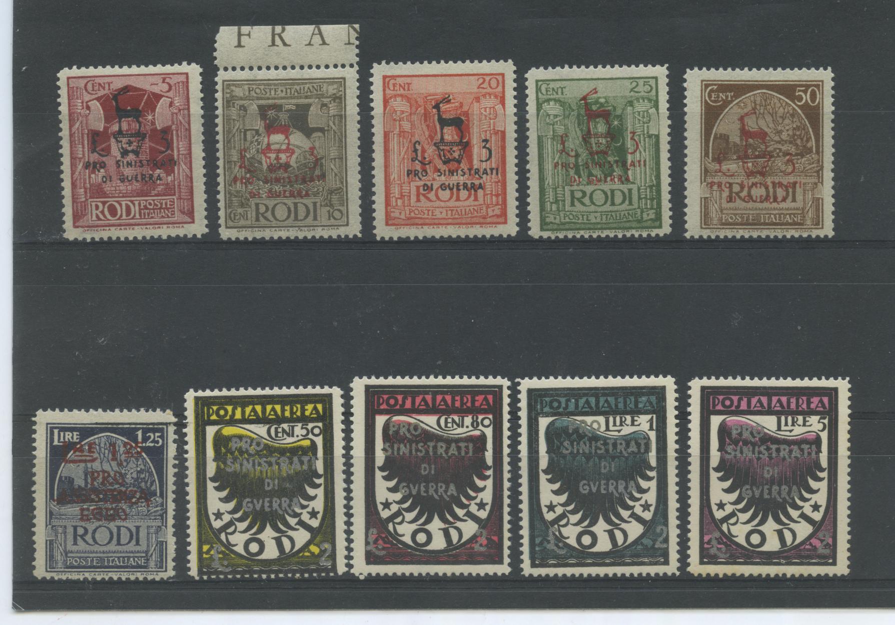 Scansione lotto: COLONIE EGEO 1944 PRO SINISTRATI 10V. 2 ** CENTRATO