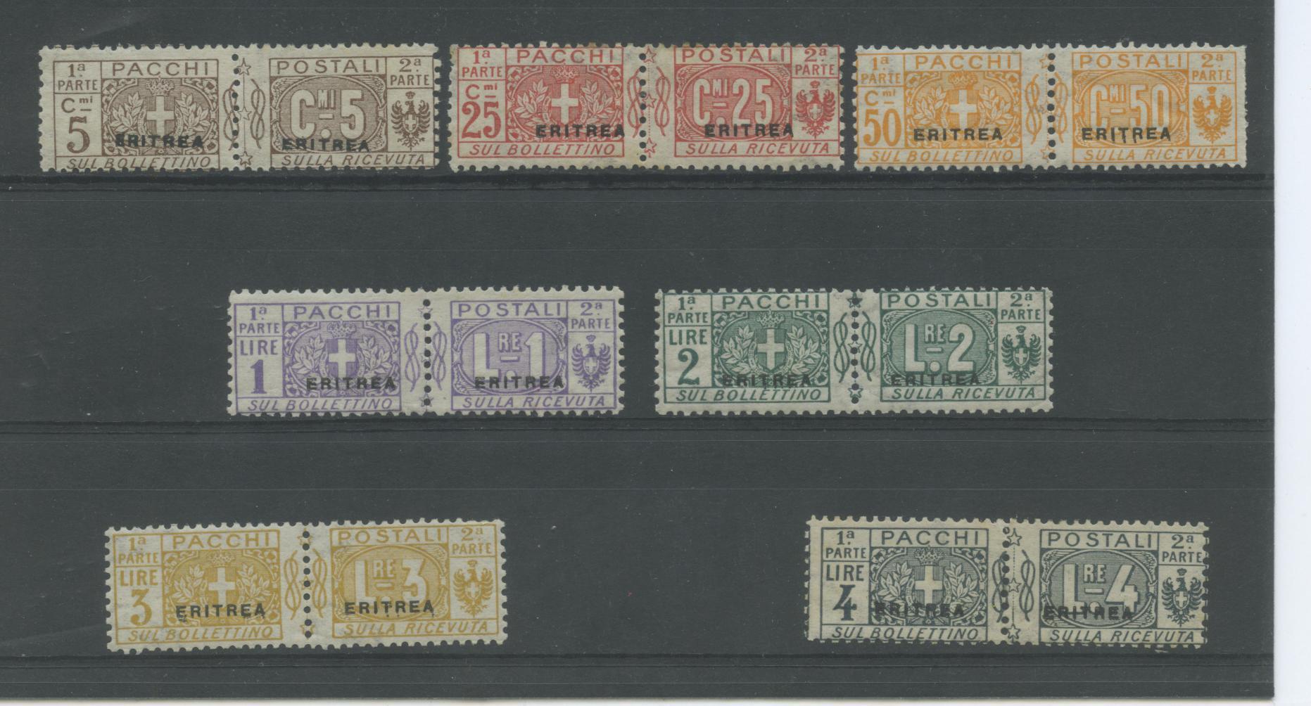 Scansione lotto: COLONIE ERITREA 1916 PACCHI 7V. **  CERT.