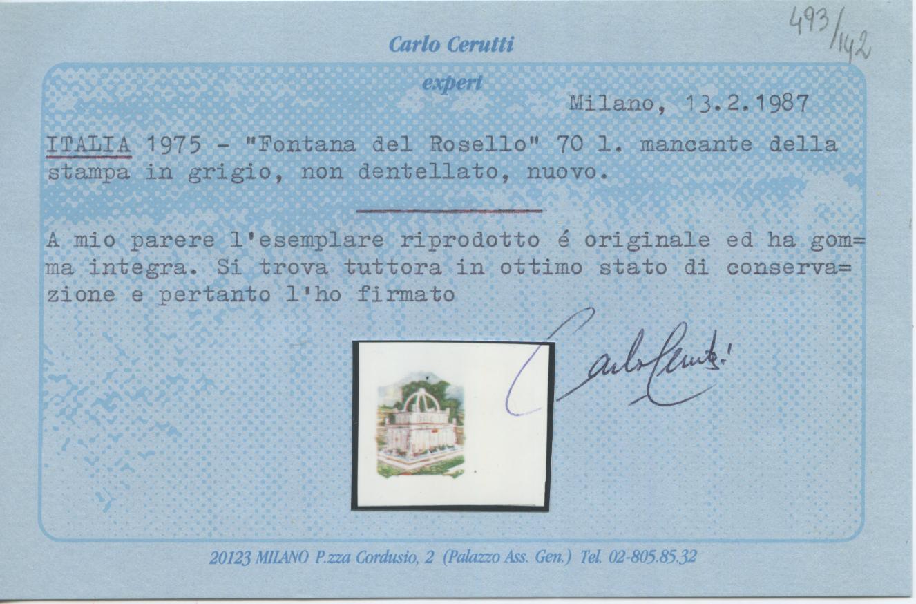 Scansione lotto: REPUBBLICA 1975 FONTANA DEL ROSELLO VARIETA' **  CERT.
