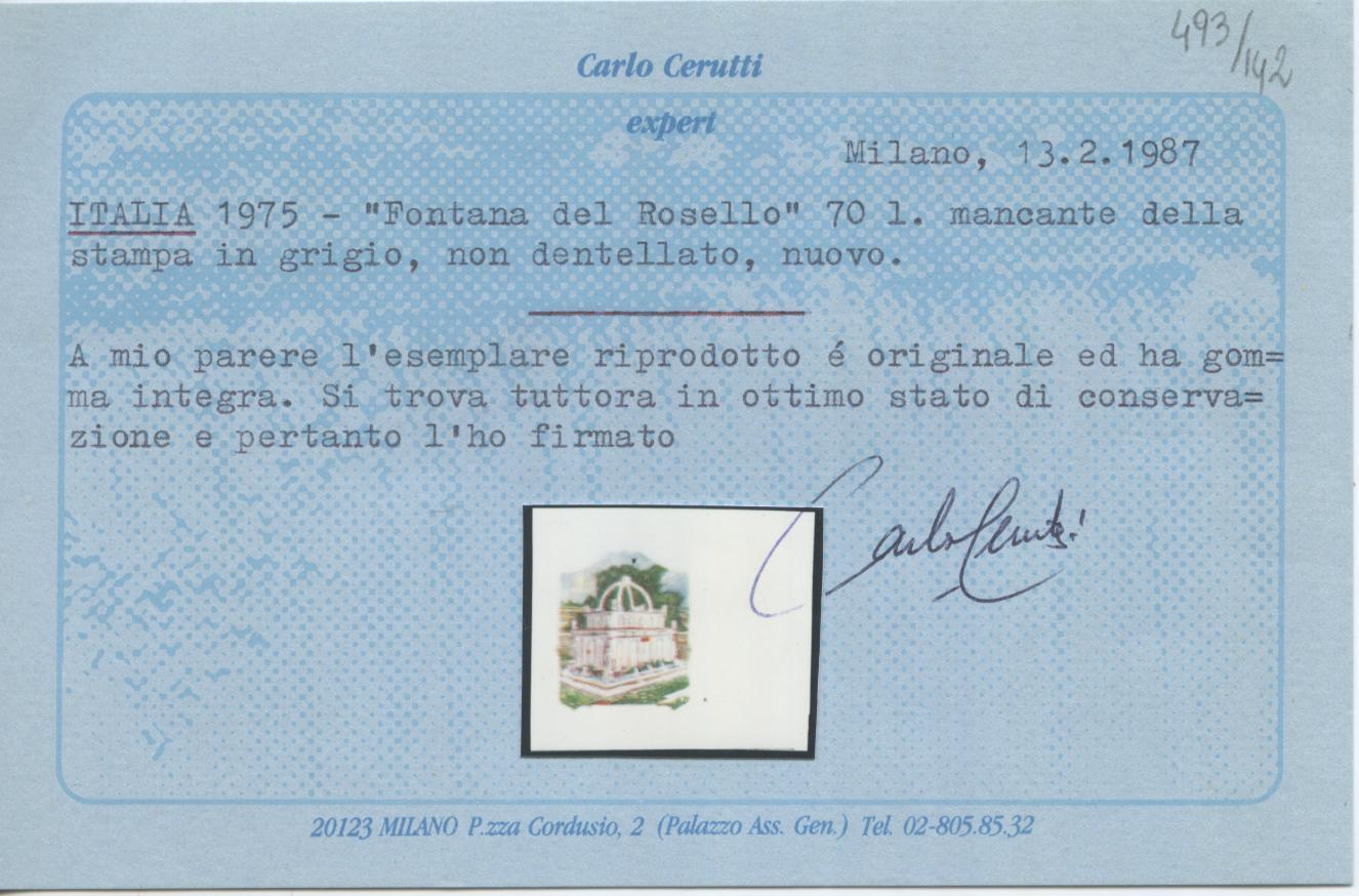 Scansione lotto: REPUBBLICA 1975 FONTANA DEL ROSELLO VARIETA' **  CERT.