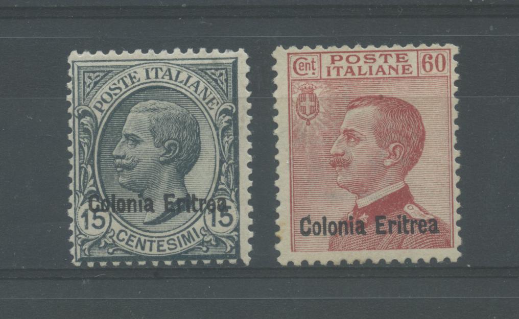 Scansione lotto: COLONIE ERITREA 1918/20 SOVR. 2V. ** CENTRATO