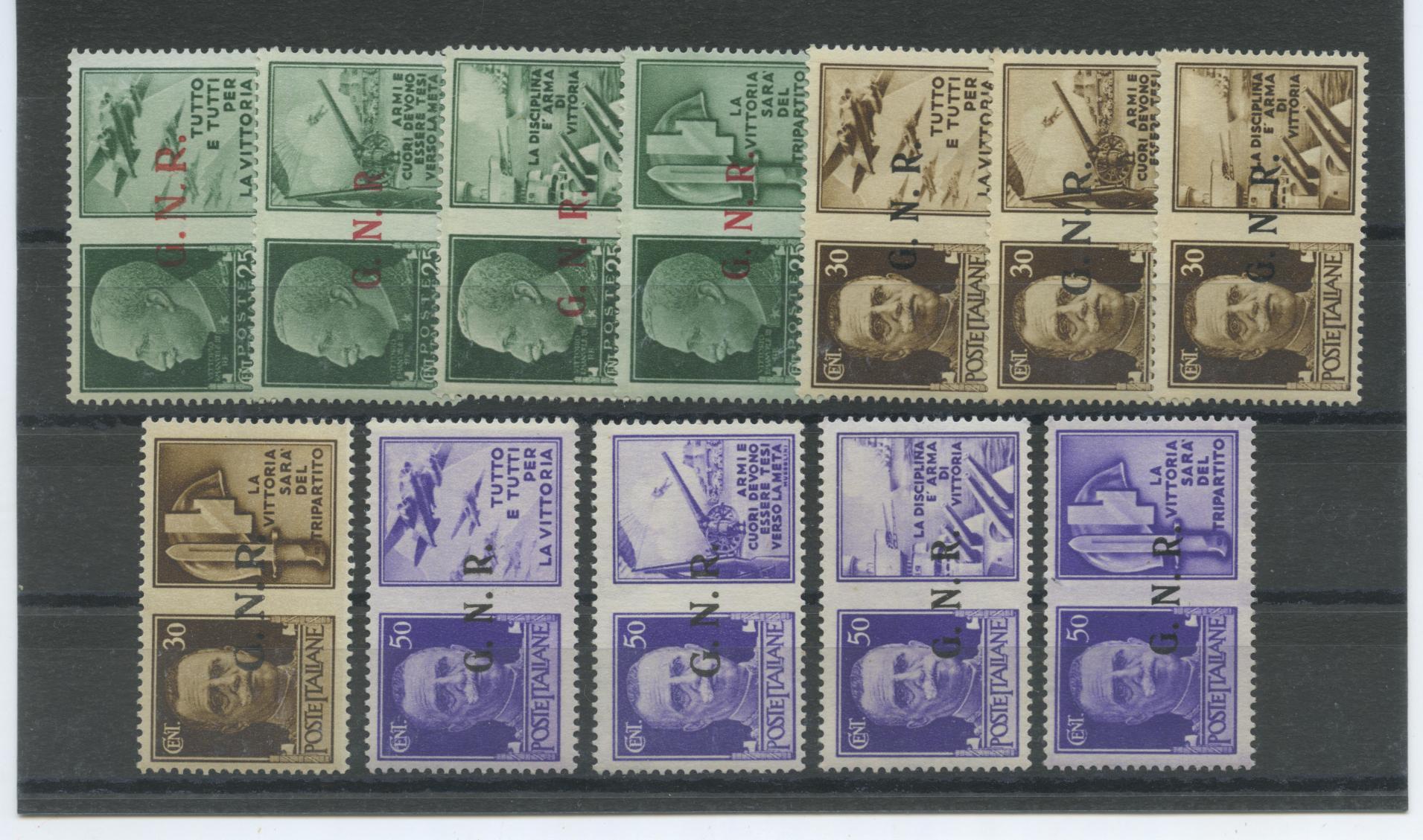 Scansione lotto: RSI E LUOGOTENENZA 1944 PROPAGANDA GNR 12V. ** LUSSO
