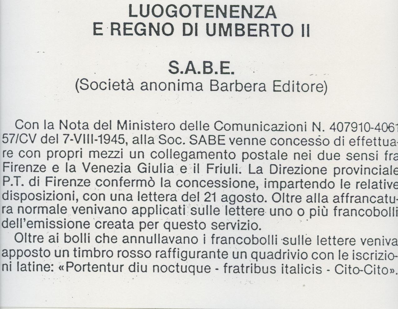 Scansione lotto: RSI E LUOGOTENENZA 1945 S.A.B.E. 3BF ** LUSSO CERT.