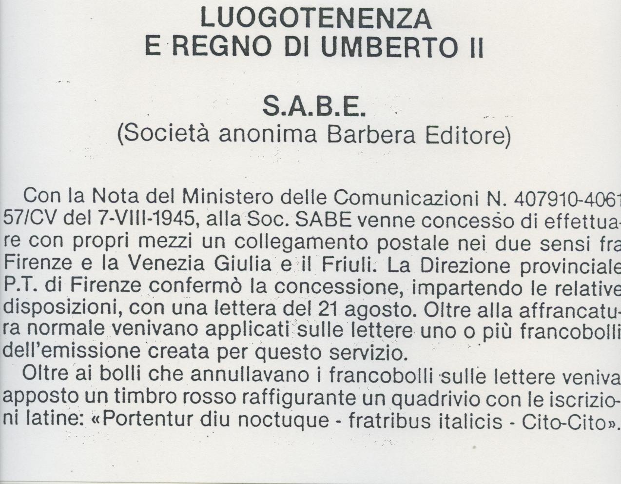 Scansione lotto: RSI E LUOGOTENENZA 1945 S.A.B.E. 3BF ** LUSSO CERT.