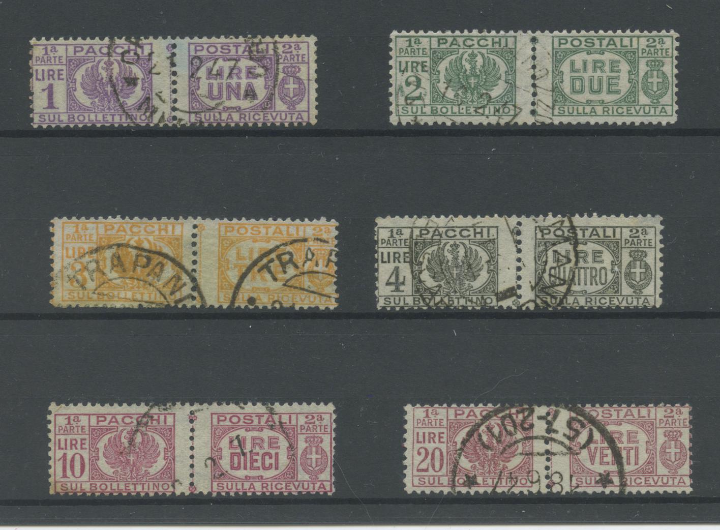 Scansione lotto: RSI E LUOGOTENENZA 1946 PACCHI 6V.(originale) 5 US.