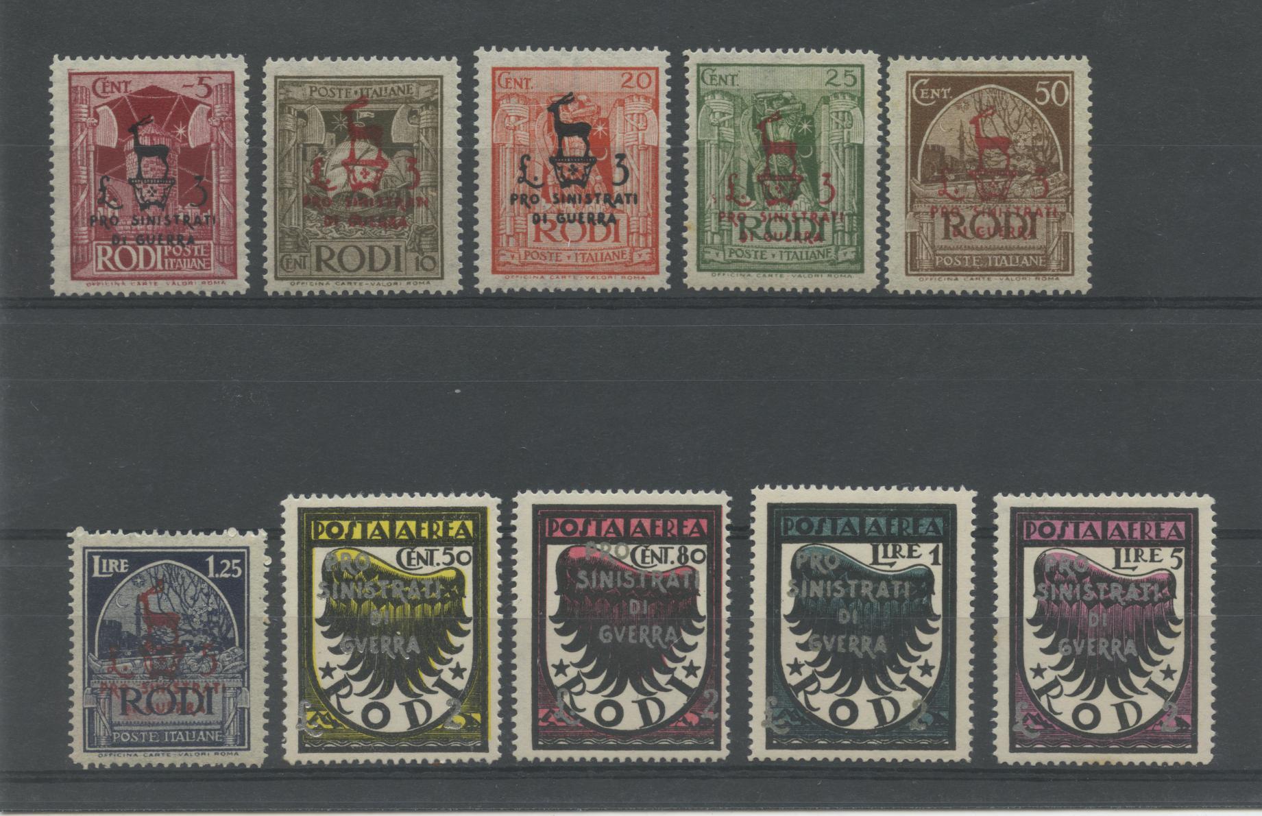 COLONIE EGEO 1944 PRO SINISTRATI 10V 4 ** LUSSO 