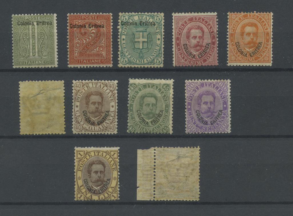 Scansione lotto: COLONIE ERITREA 1893 SOVR. 11V. ** CENTRATO CERT.