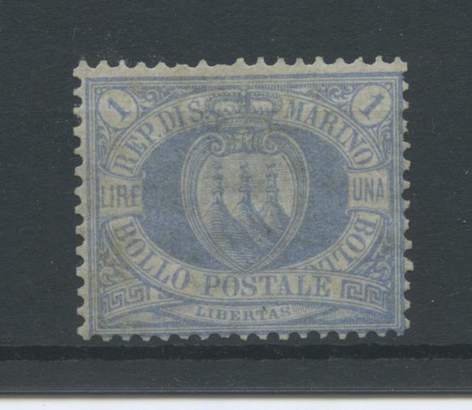 Scansione lotto: SAN MARINO 1894 L.1 AZZURRA 5 ** CENTRATO CERT.