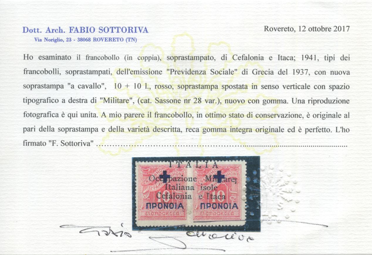 Scansione lotto: OCCUPAZ. ARGOSTOLI 1941 N.28 **  CERT.