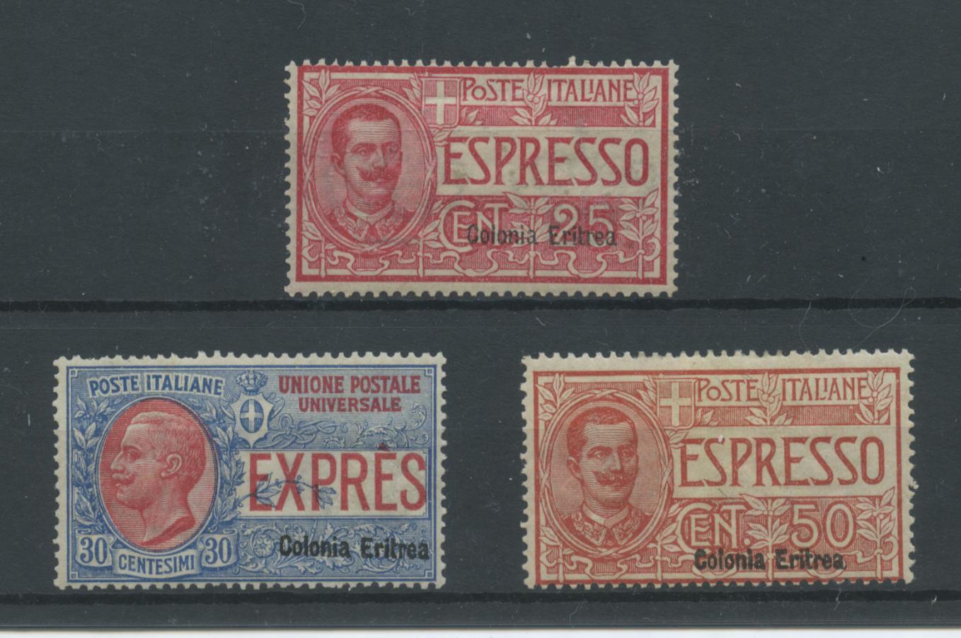 Scansione lotto: COLONIE ERITREA 1907/21 ESPRESSI SOVR. 3V. 2 *