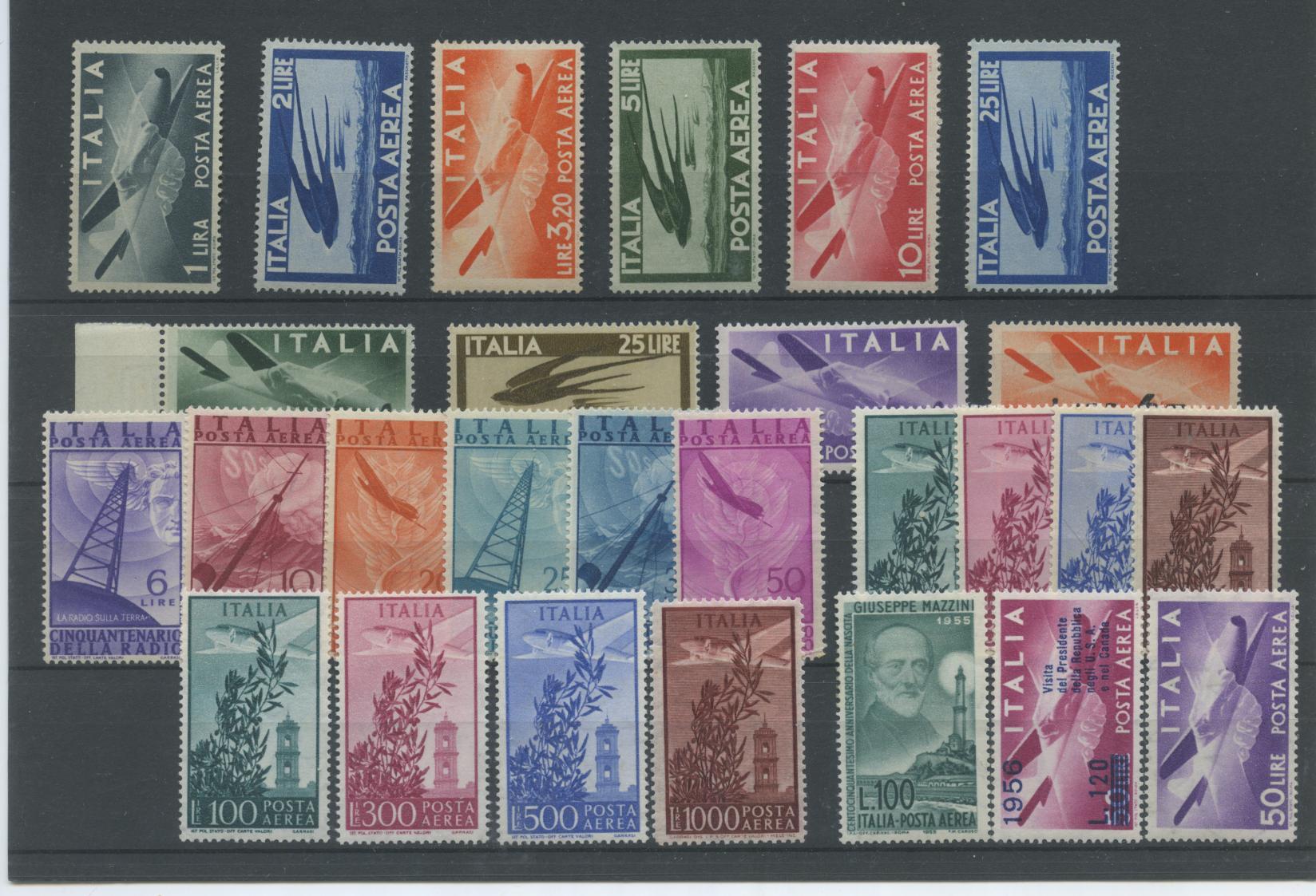 Scansione lotto: REPUBBLICA 1945/7 POSTA AEREA CPL. 27V. ** LUSSO