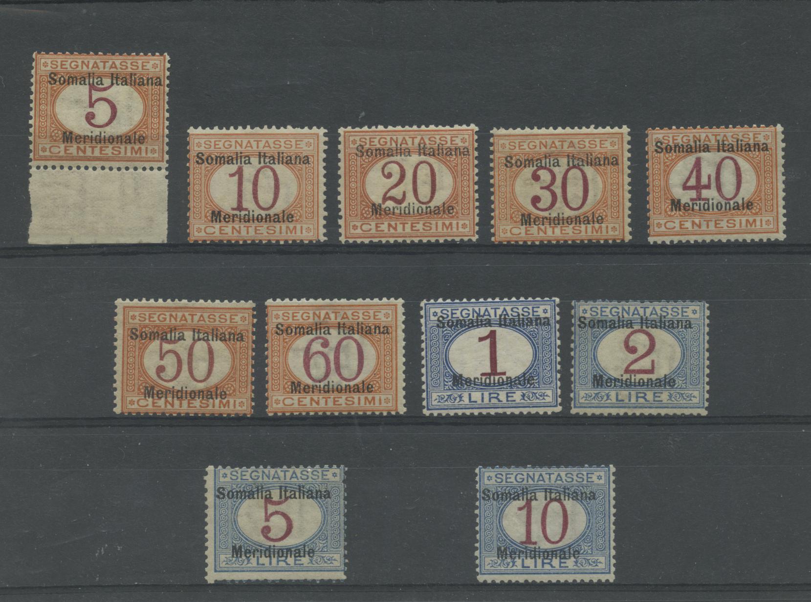 Scansione lotto: COLONIE SOMALIA 1906 TASSE 11V. 4 **  CERT.