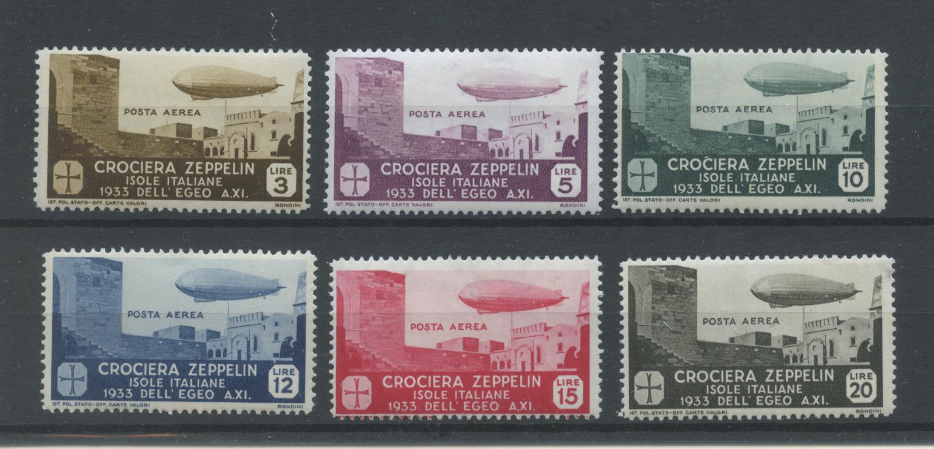 Scansione lotto: COLONIE EGEO 1933 ZEPPELIN 6V. 3 **  CERT.