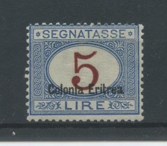 Scansione lotto: COLONIE ERITREA 1903 TASSE L.5 **  CERT.