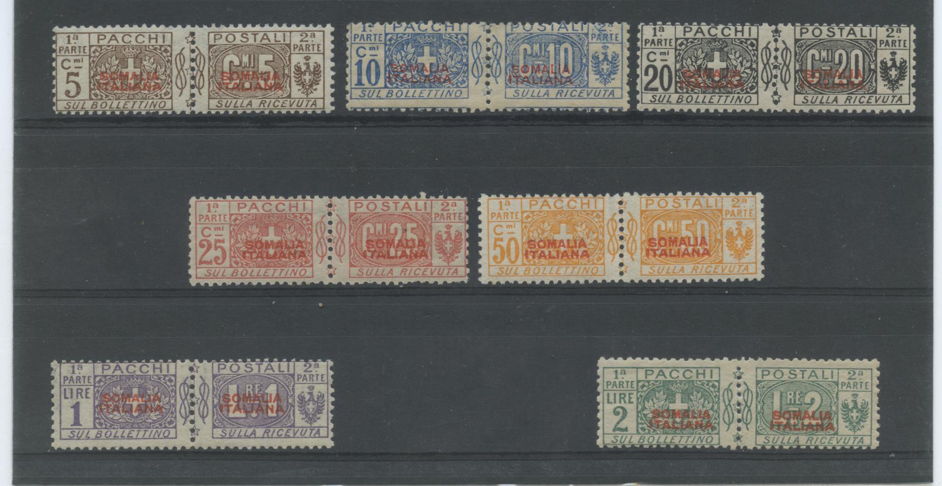 Scansione lotto: COLONIE SOMALIA 1926/31 PACCHI 7V. 3 **  CERT.