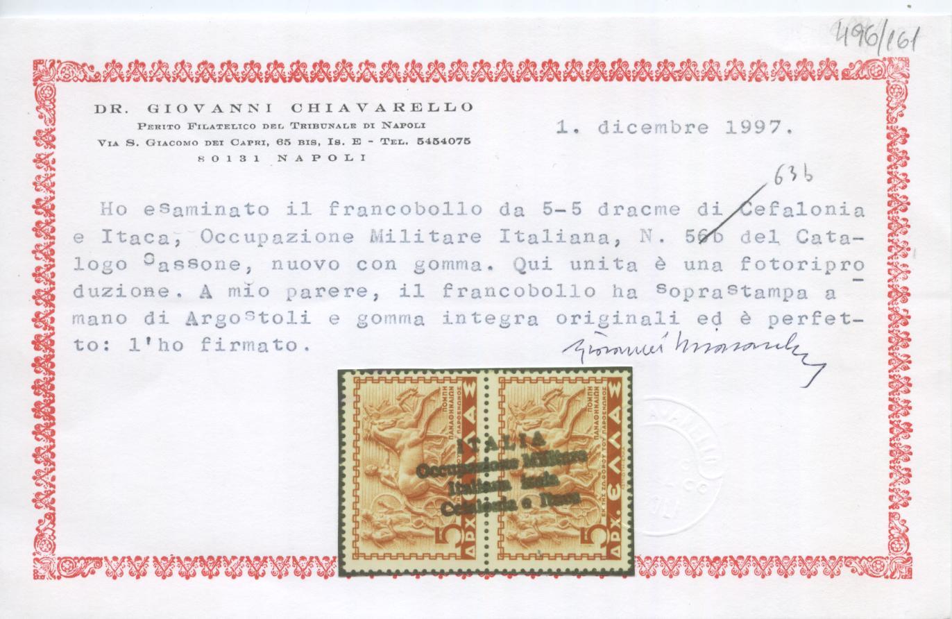 Scansione lotto: OCCUPAZ. ARGOSTOLI 1941 N.63b ** LUSSO CERT.