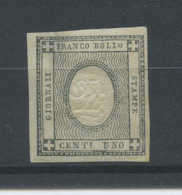Scansione lotto: SARDEGNA 1861 1C. CON CIFRA 2C. **  CERT.