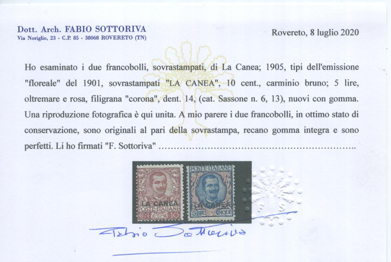 Scansione lotto: OCCUPAZIONI LA CANEA 1905 SOVR. 11V. 3 **  CERT.