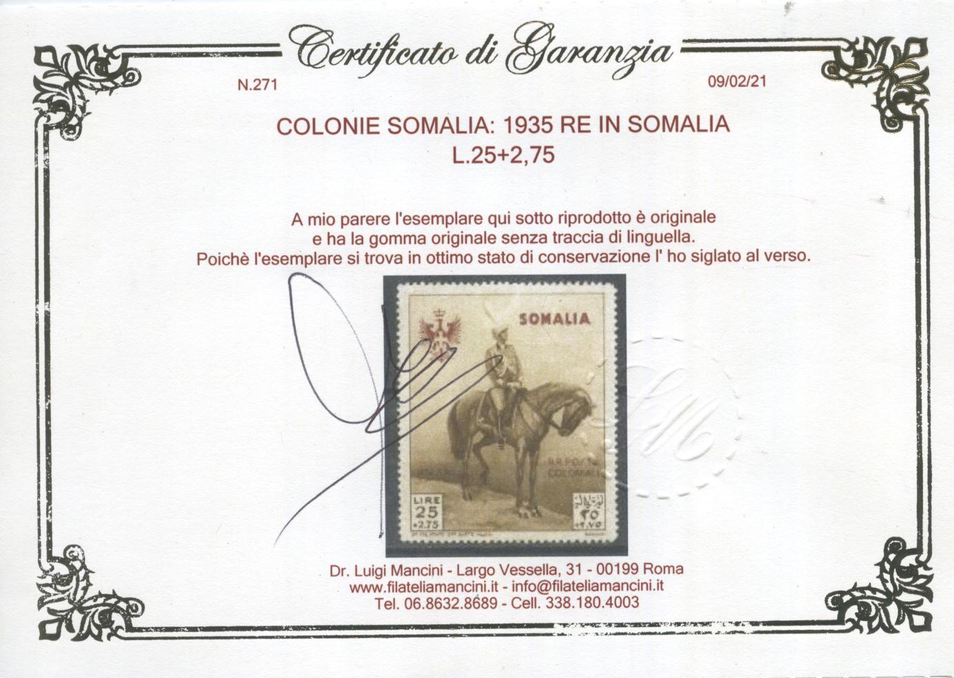 Scansione lotto: COLONIE SOMALIA 1935 RE IN SOMALIA 14V. 2 **  CERT.