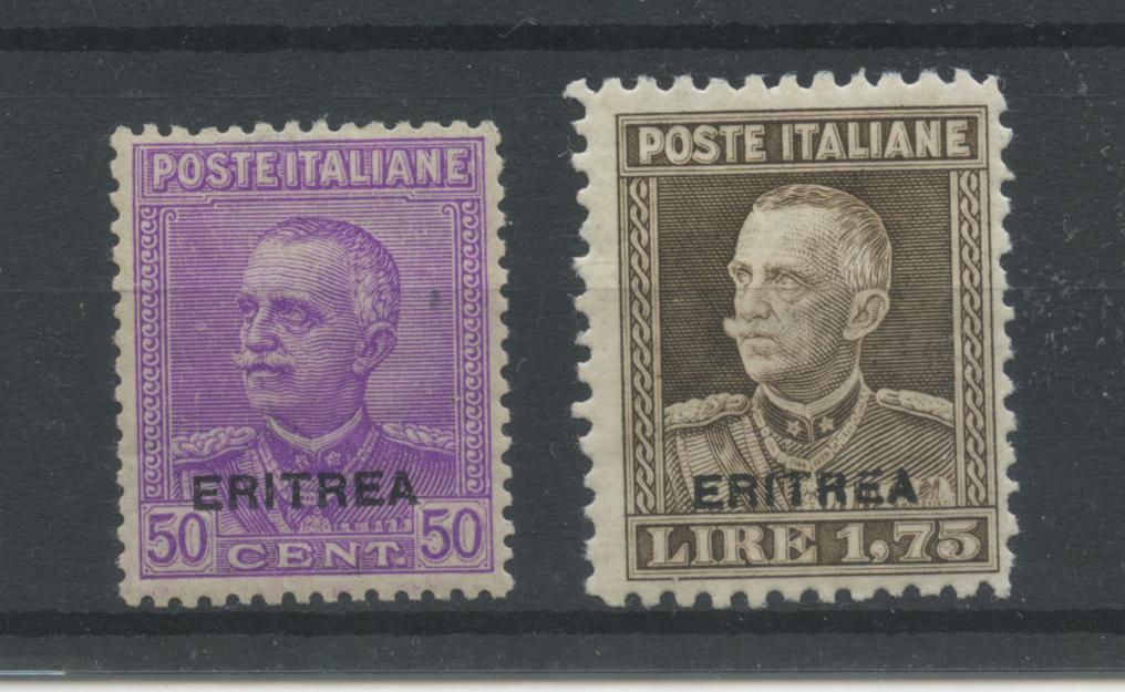 Scansione lotto: COLONIE ERITREA 1928 50C. E L.1,75 * CENTRATO