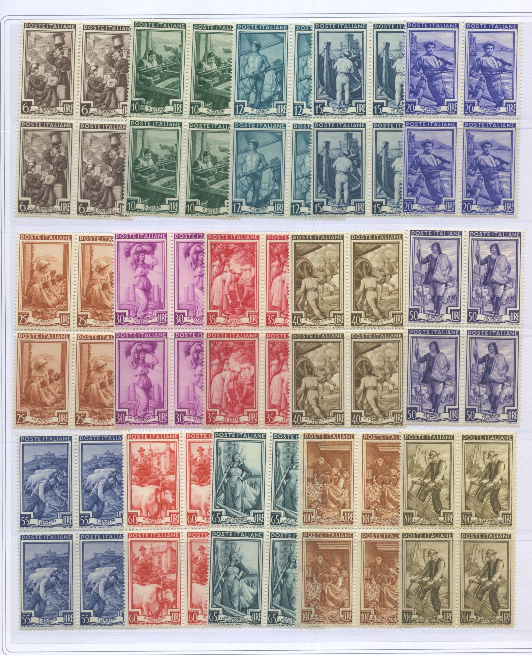 Scansione lotto: REPUBBLICA 1950 ANNATA CPL. 37V. QUARTINA ** LUSSO