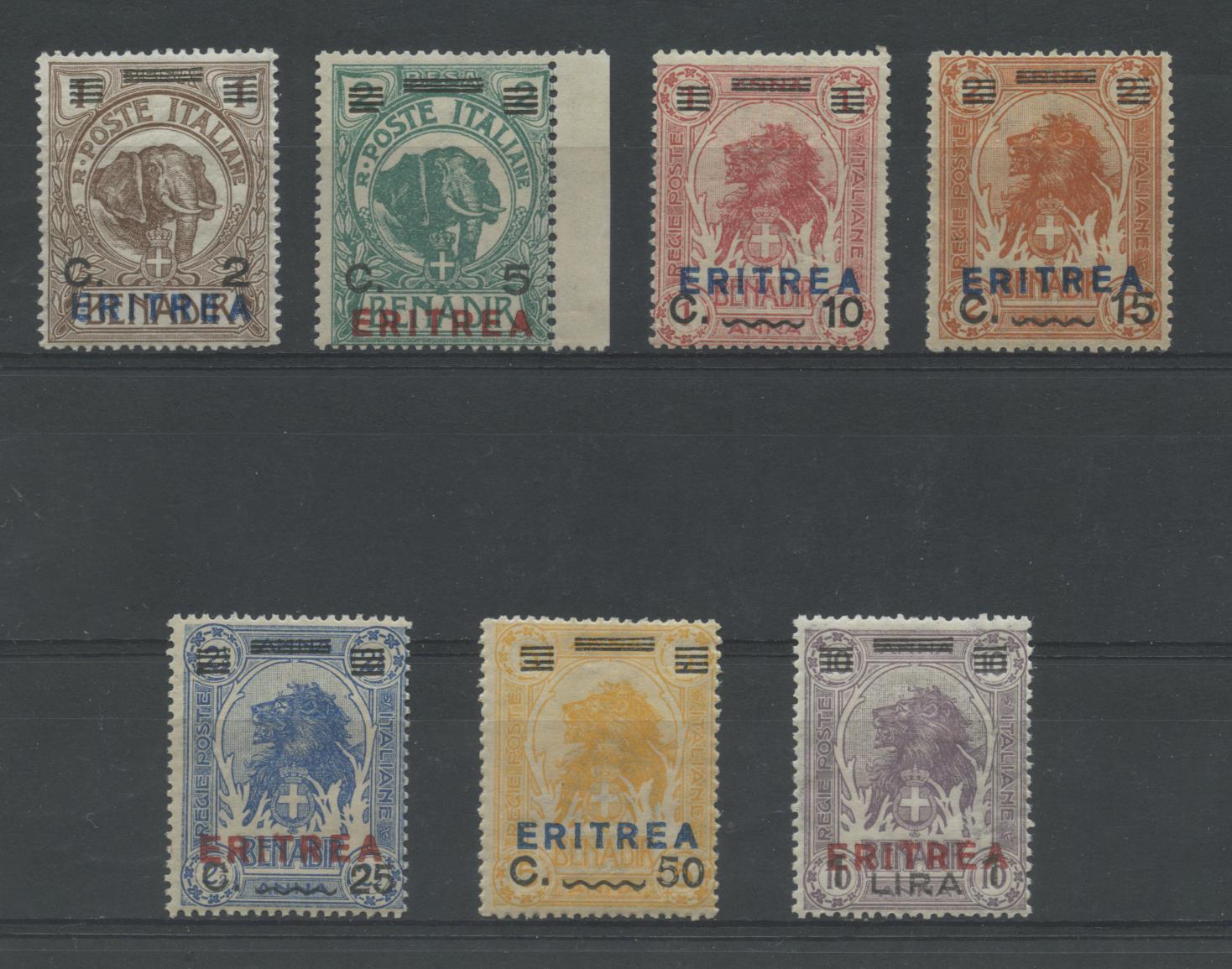 Scansione lotto: COLONIE ERITREA 1924 LEONI 7V. 4 ** CENTRATO