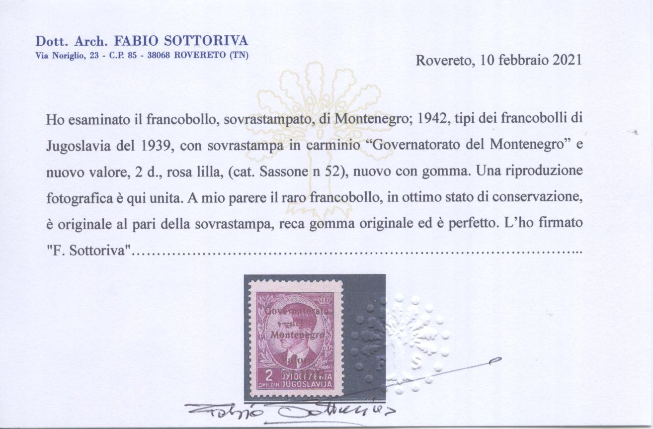 Scansione lotto: OCCUPAZIONI MONTENEGRO 1941 SOVR. 11V. N.49/59 *  CERT.