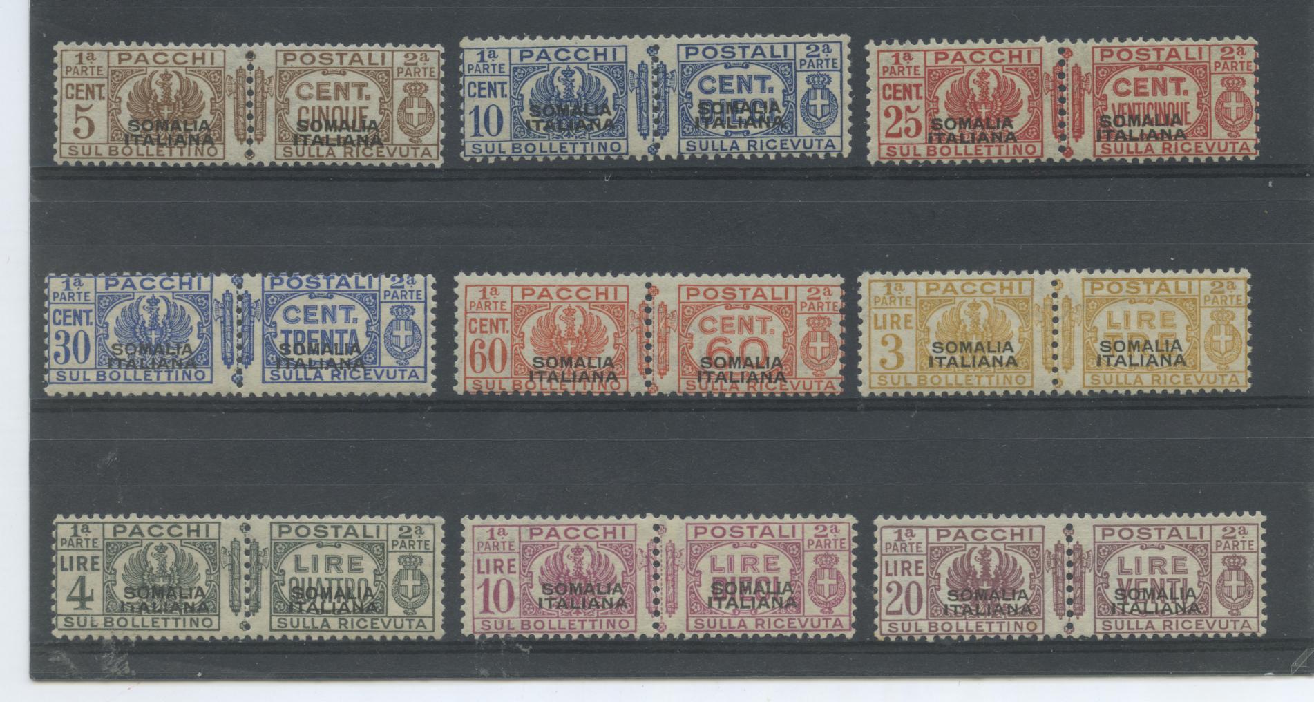 Scansione lotto: COLONIE SOMALIA 1928/41 PACCHI 9V. 2 ** CENTRATO CERT.