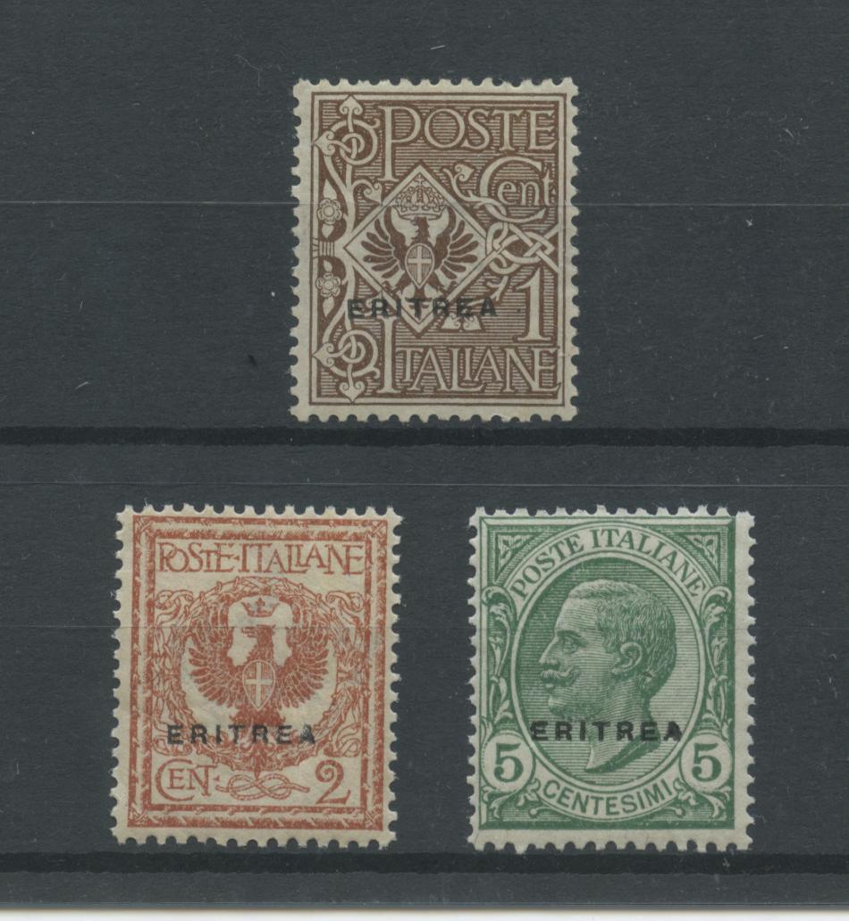 Scansione lotto: COLONIE ERITREA 1924 SOVR. 3V. 2 ** LUSSO