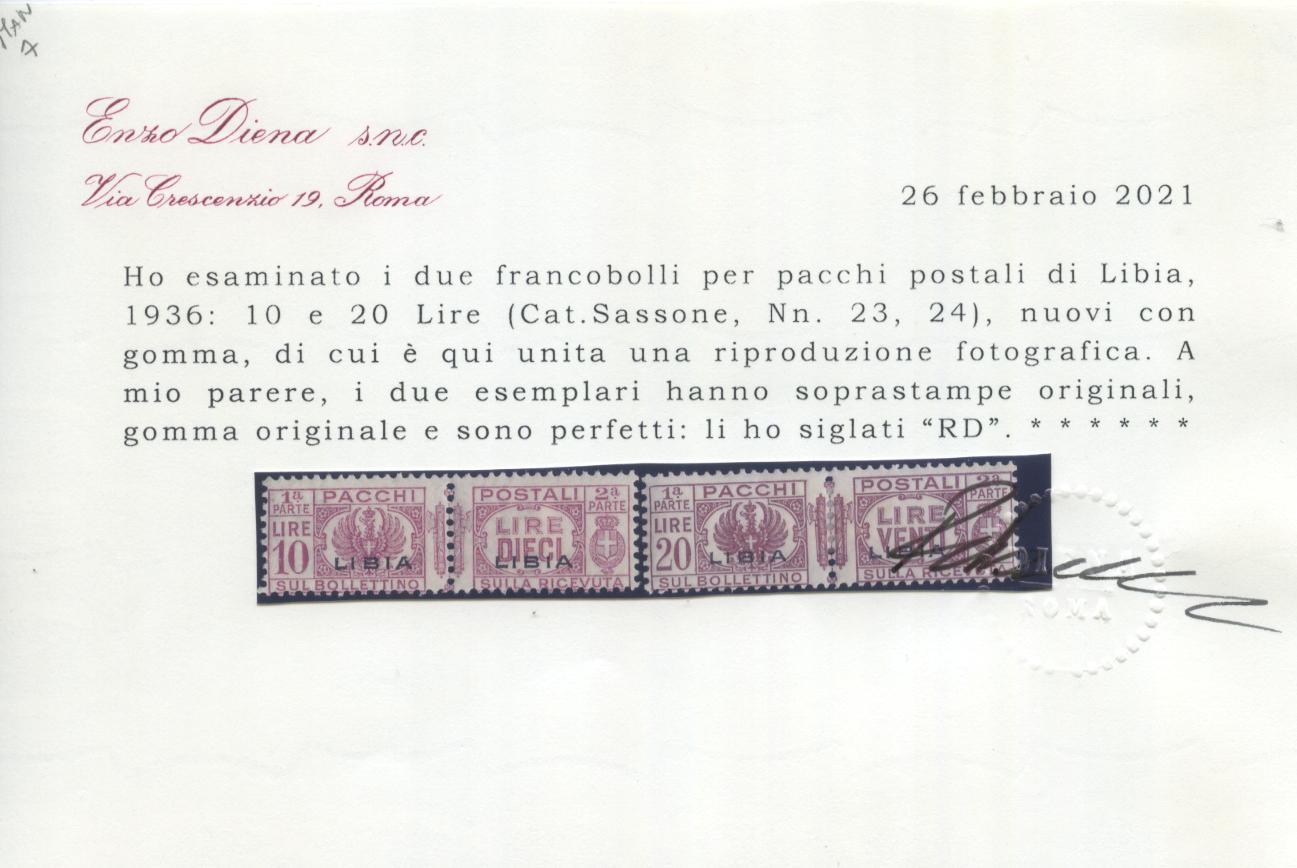 Scansione lotto: COLONIE LIBIA 1927/37 PACCHI 11V. 2 ** CENTRATO CERT.