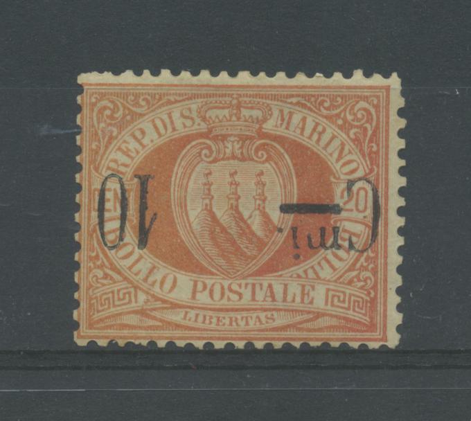 Scansione lotto: SAN MARINO 1892 10C. SU 20C. N.10(rovesciato) **