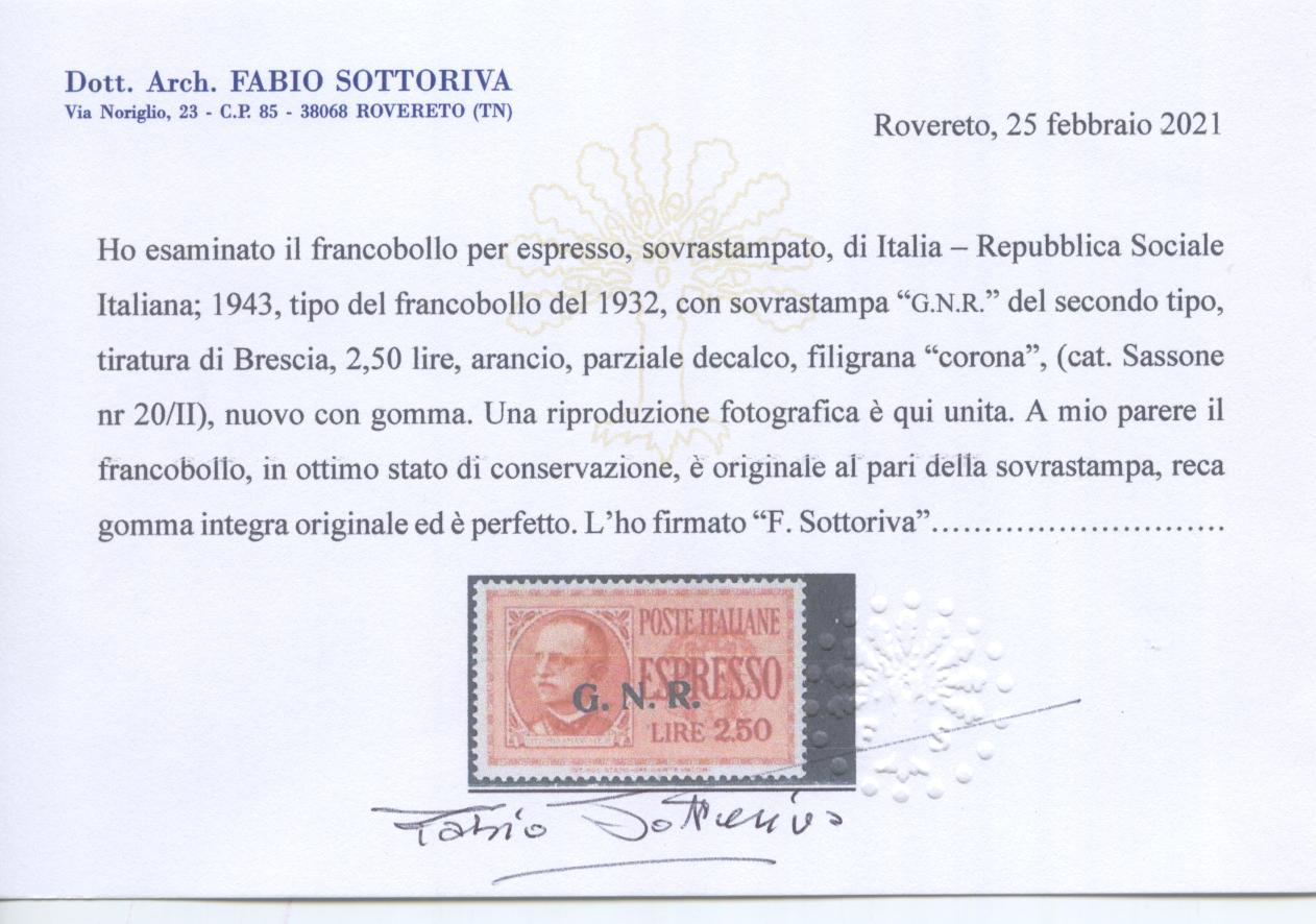 Scansione lotto: RSI E LUOGOTENENZA 1944 EX GNR BS. II 2V. 2 **  CERT.
