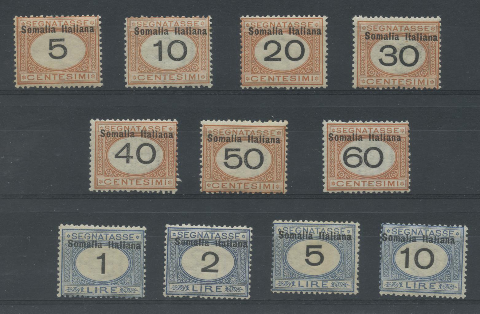 Scansione lotto: COLONIE SOMALIA 1926 TASSE 11V. ** CENTRATO CERT.