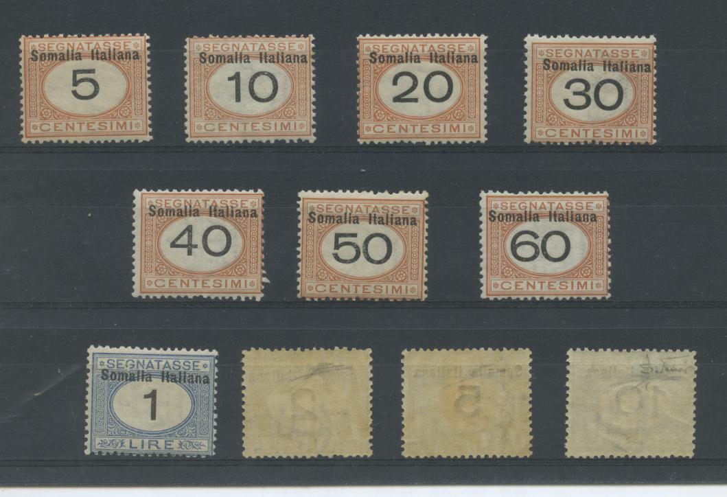 Scansione lotto: COLONIE SOMALIA 1926 TASSE 11V. ** CENTRATO CERT.