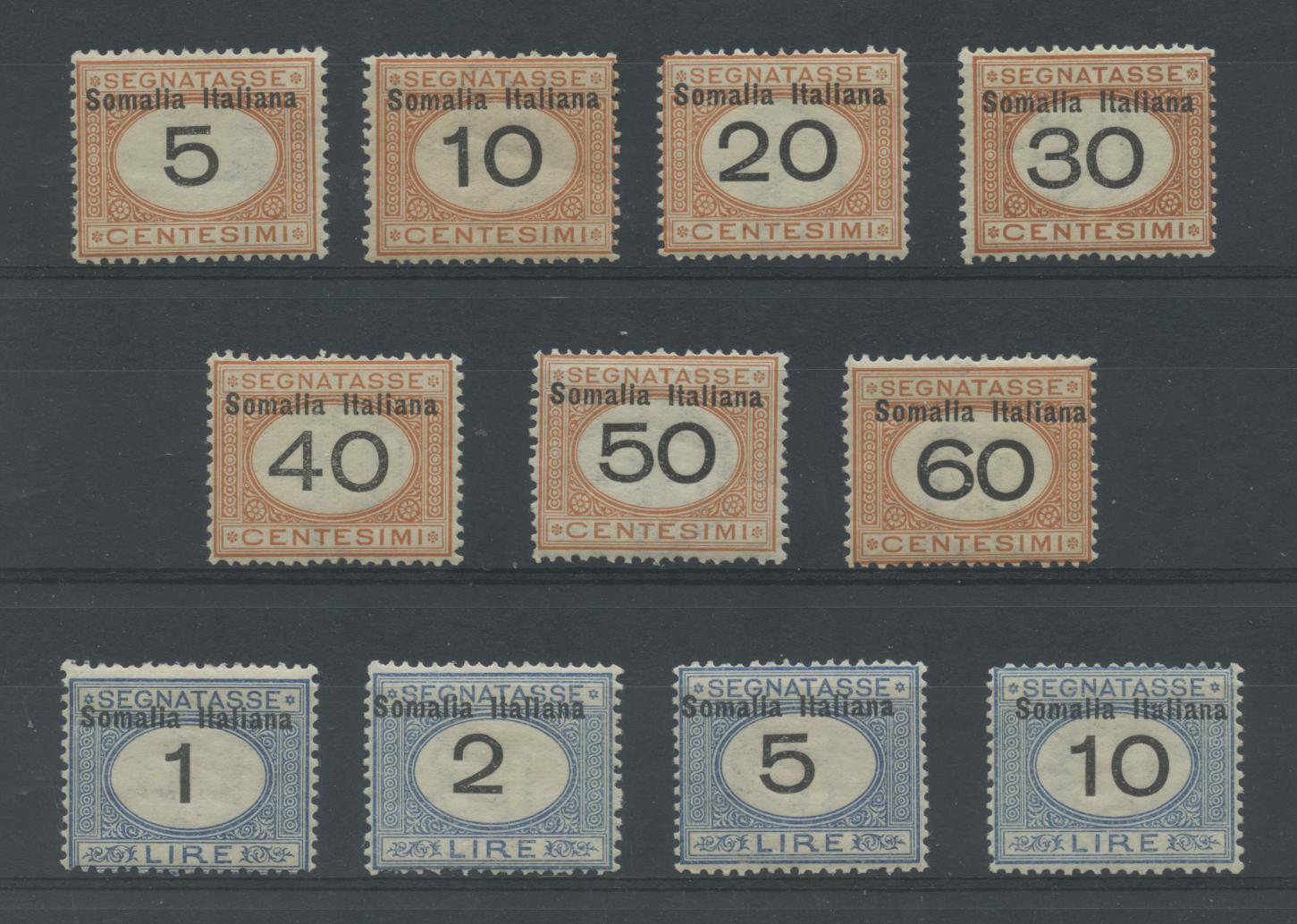 Scansione lotto: COLONIE SOMALIA 1926 TASSE 11V. ** LUSSO CERT.