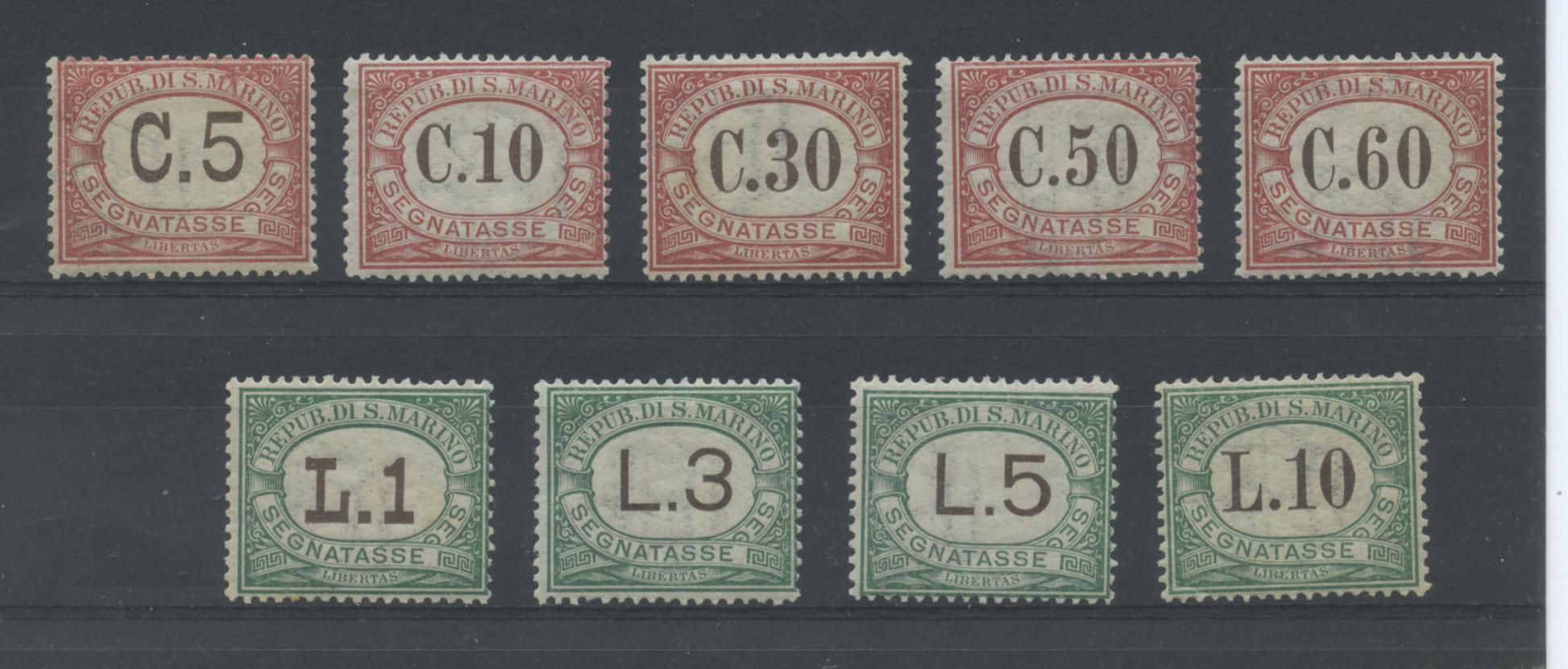 Scansione lotto: SAN MARINO 1924 TASSE RARA 9V. 4 ** LUSSO CERT.