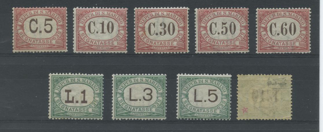 Scansione lotto: SAN MARINO 1924 TASSE RARA 9V. 4 ** LUSSO CERT.