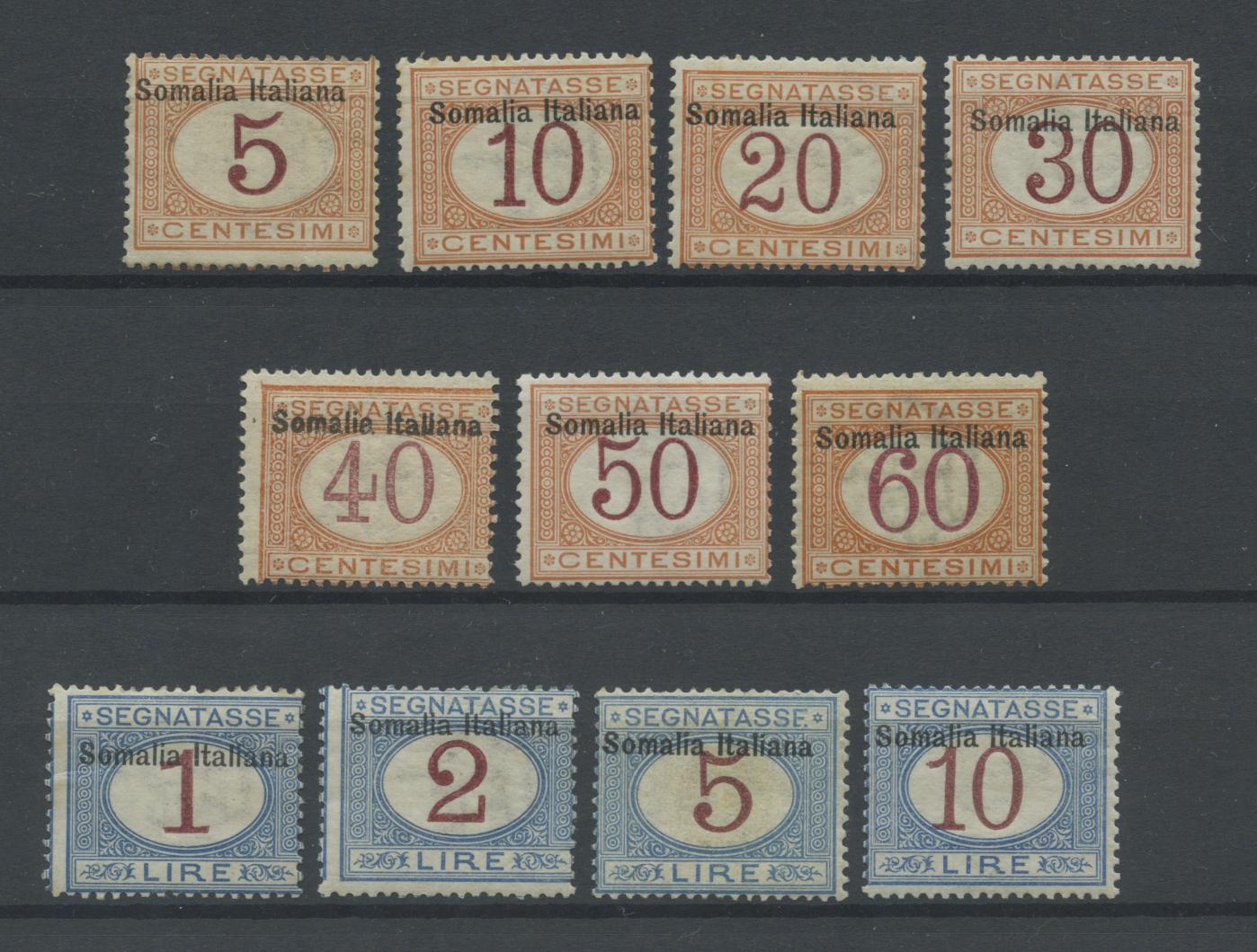 Scansione lotto: COLONIE SOMALIA 1909 TASSE 11V. 2 ** CENTRATO CERT.