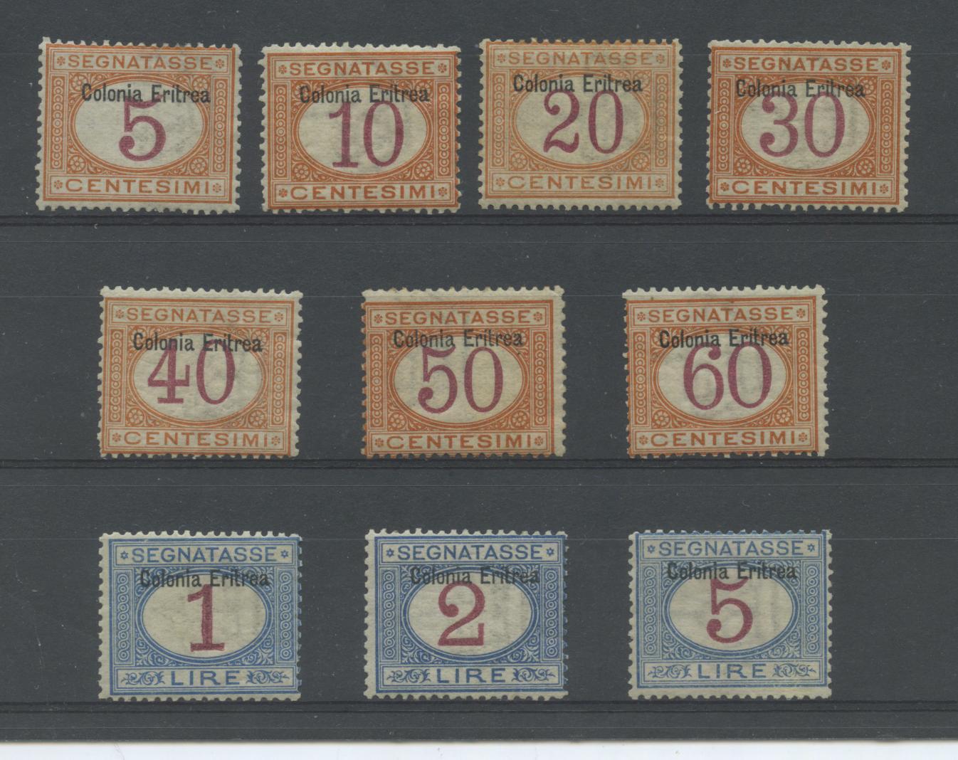 Scansione lotto: COLONIE ERITREA 1903 TASSE 10V. (SENZA L.10) CENTR. **