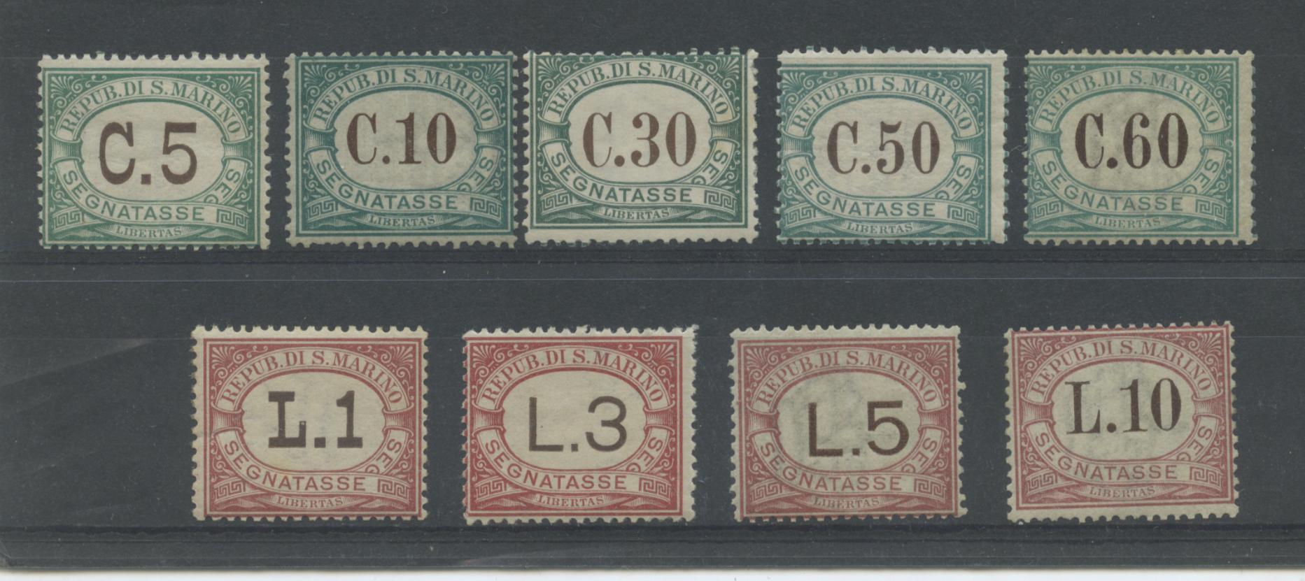 Scansione lotto: SAN MARINO 1897 TASSE 9V. 6 **  CERT.