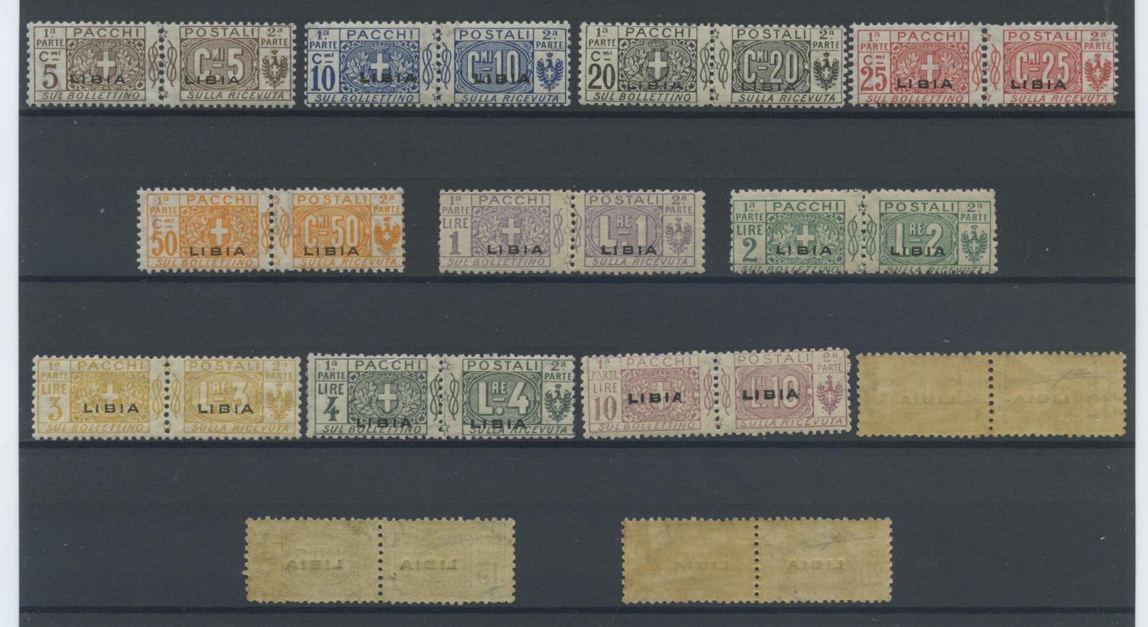 Scansione lotto: COLONIE LIBIA 1915/24 PACCHI 13V. ** CENTRATO CERT.