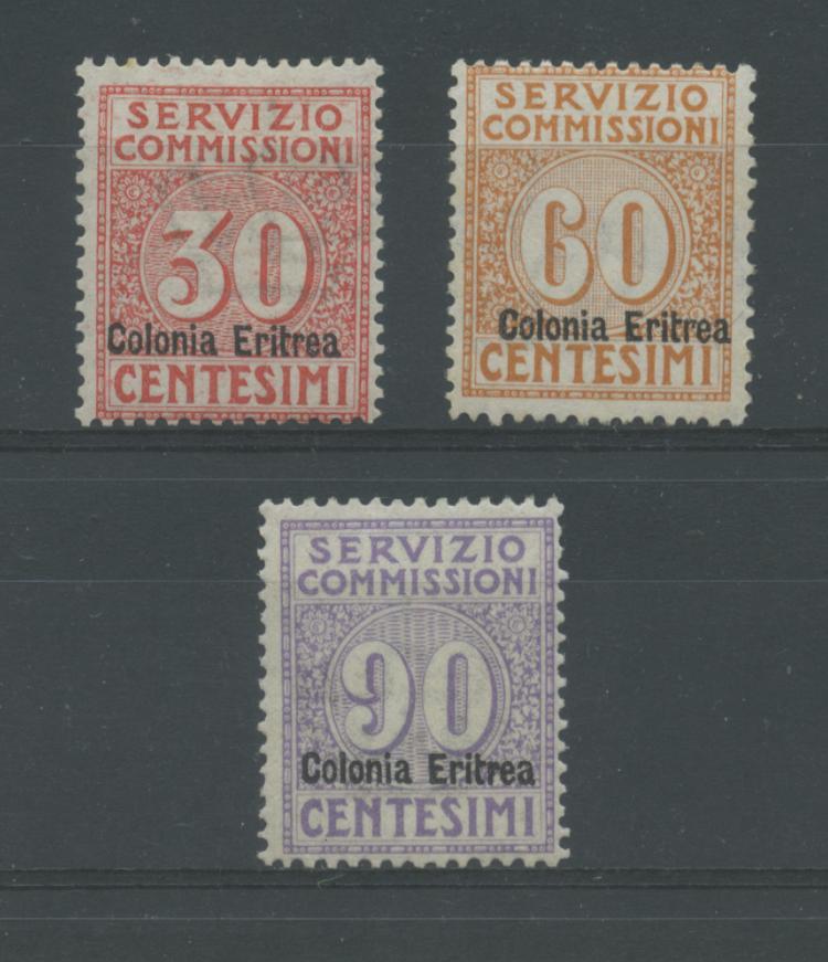 Scansione lotto: COLONIE ERITREA 1916 COMMISSIONI 3V. 4 **